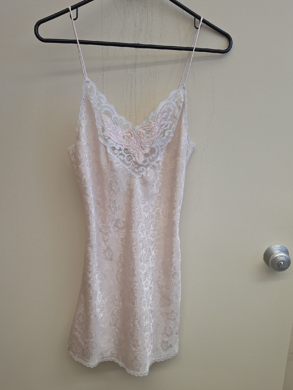 Lace-Trim Slip Chemise in Blush